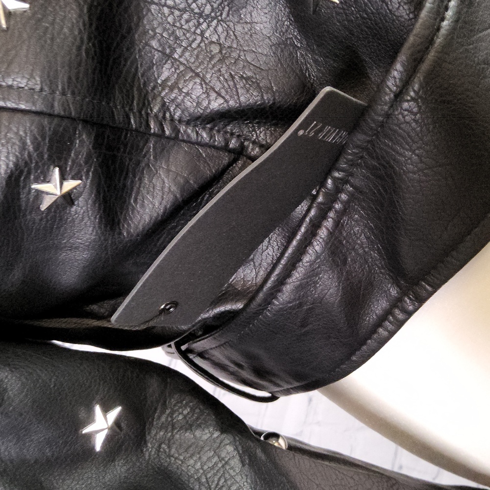 Nwt discontinued forever21 moto vegan motorcycle faux leather Biker jacket L - Picture 6 of 6